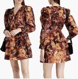 Walter Baker Women's Size 2 Josephina Dress Mini Ruffle Floral Tropical New